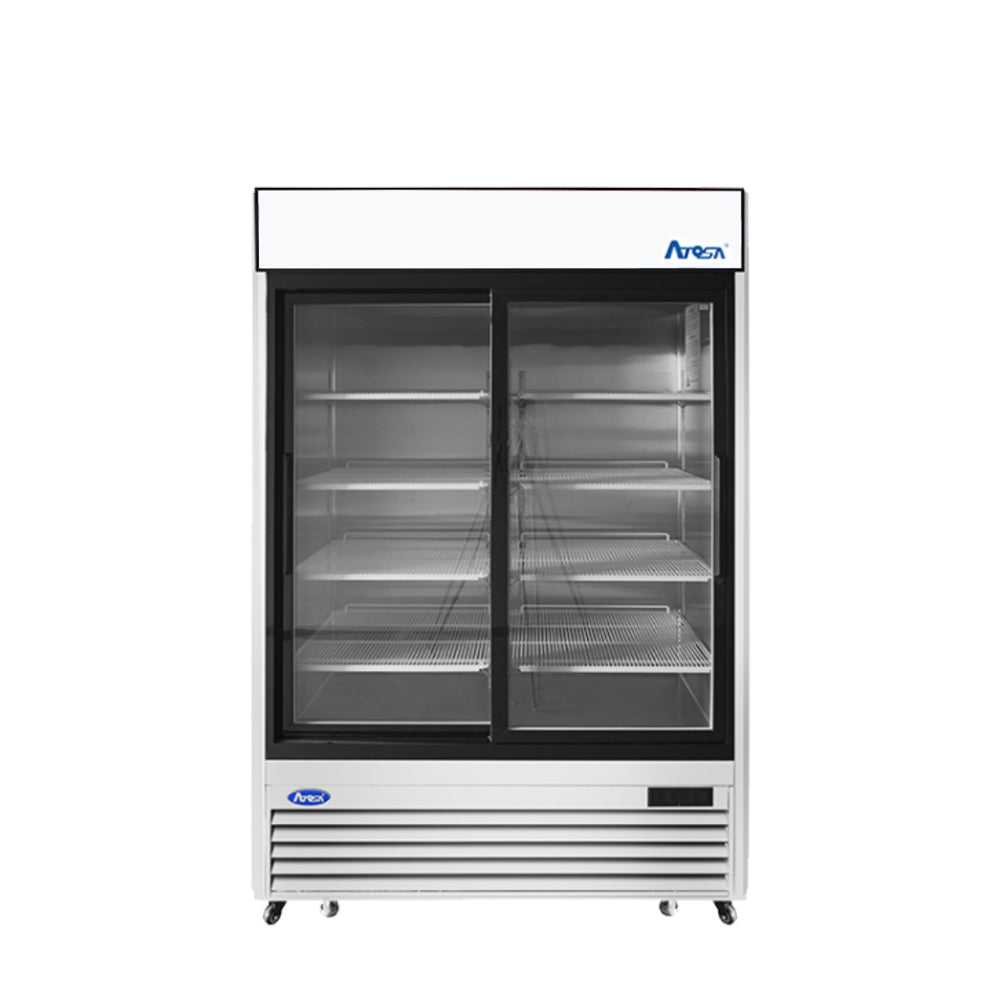 Atosa 55'' Bottom Mount 2 Sliding Glass Door Reach-In Refrigerator