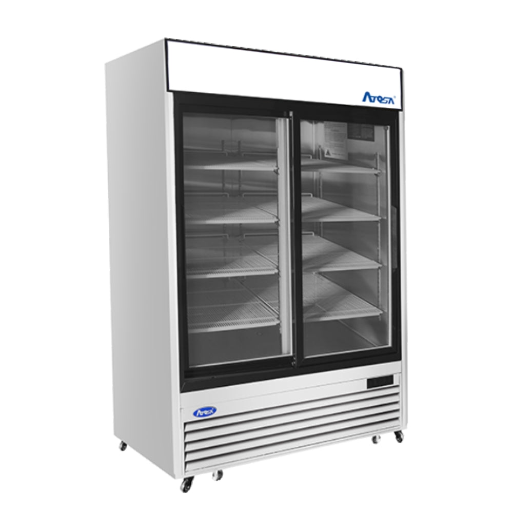 Atosa 55'' Bottom Mount 2 Sliding Glass Door Reach-In Refrigerator