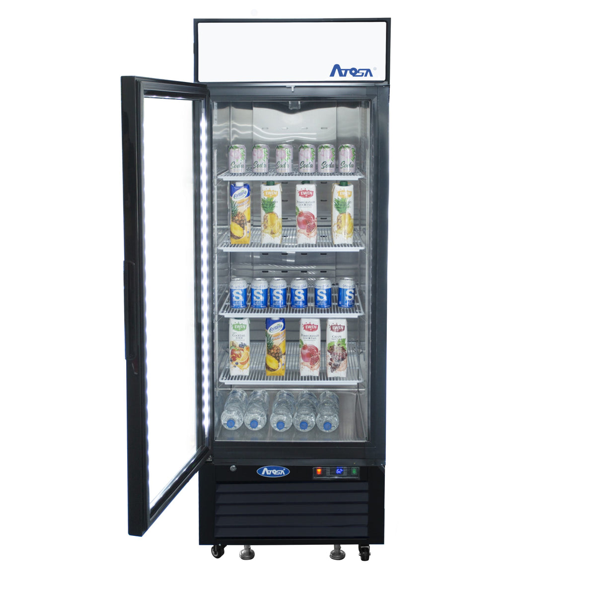 Atosa 27'' Bottom Mount 1 Door Reach-In Black Refrigerator (Left Hinged)