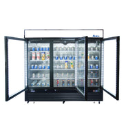 Atosa 82'' Black Bottom Mount 3 Glass Door Reach-In Refrigerator