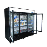 Atosa 82'' Black Bottom Mount 3 Glass Door Reach-In Refrigerator