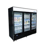 Atosa 82'' Black Bottom Mount 3 Glass Door Reach-In Refrigerator