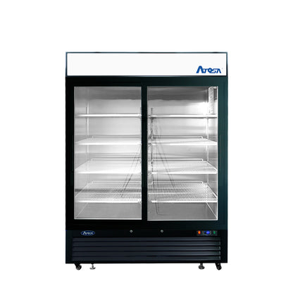 ATOSA 55'' BLACK BOTTOM MOUNT 2 SLIDING GLASS DOOR REACH-IN REFRIGERATOR