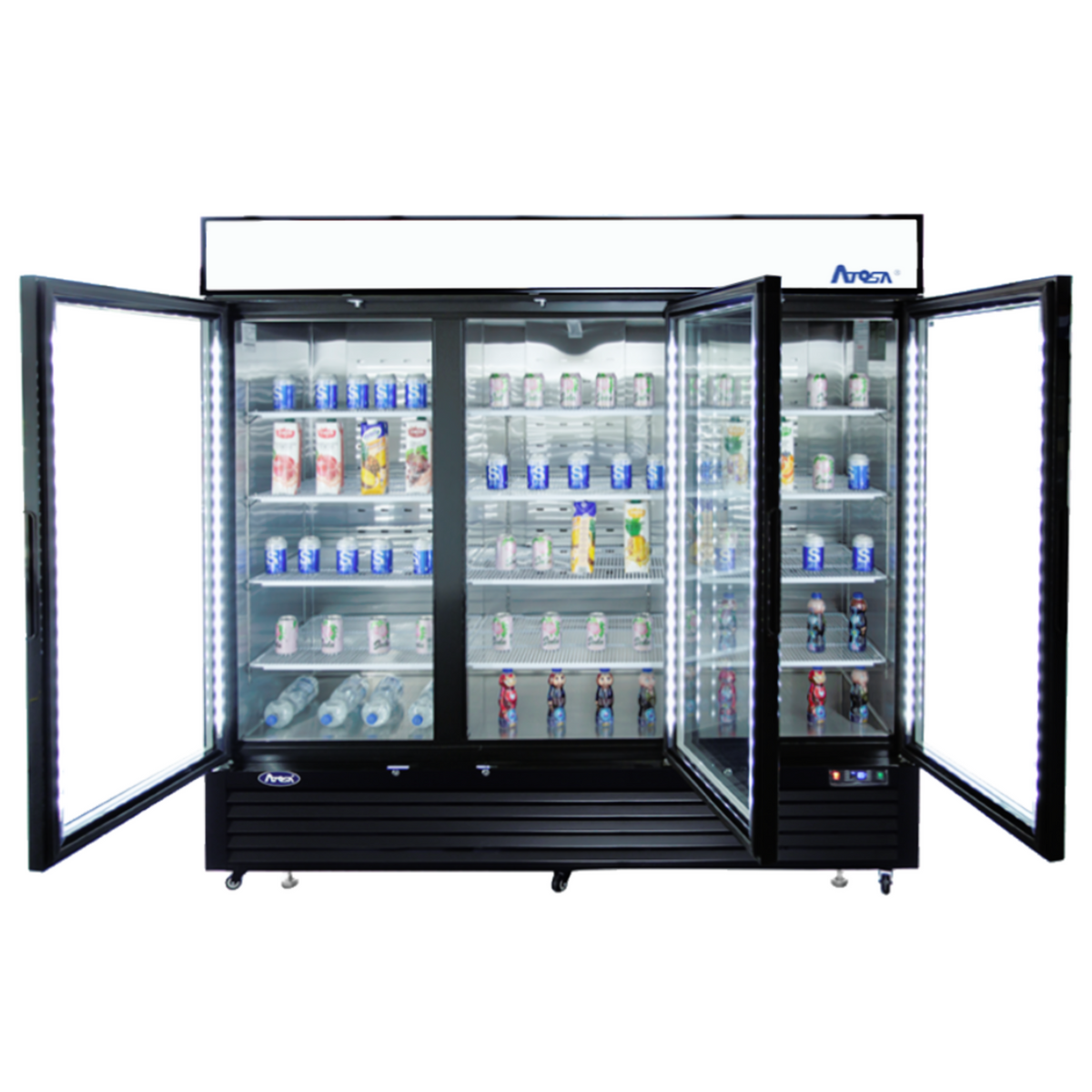 Atosa 81.9'' Black Merchandiser Freezer (3 Glass Door)