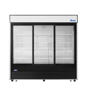 Atosa 82'' Black Bottom Mount 3 Sliding Glass Door Reach-In Refrigerator