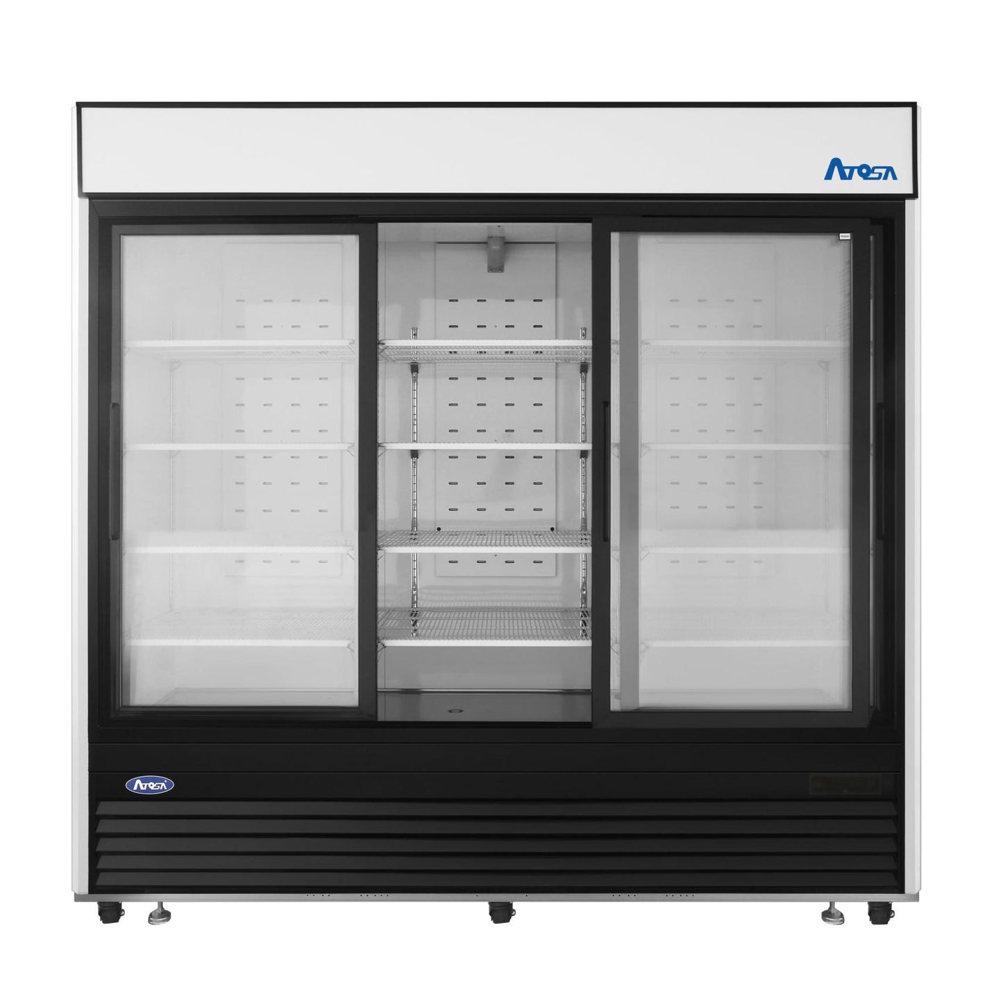 ATOSA 82'' BLACK BOTTOM MOUNT 3 SLIDING GLASS DOOR REACH-IN REFRIGERATOR