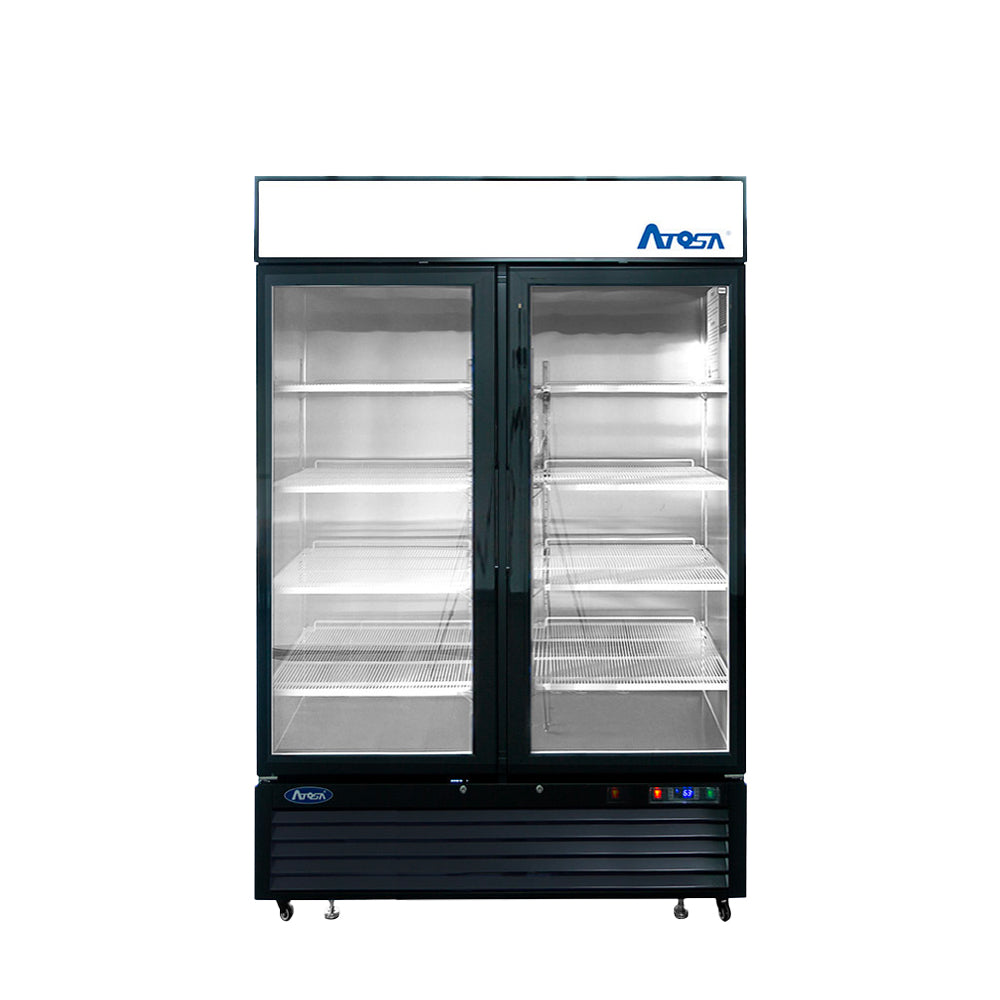Atosa 40'' Black Bottom Mount Slim 2 Door Reach-In Refrigerator