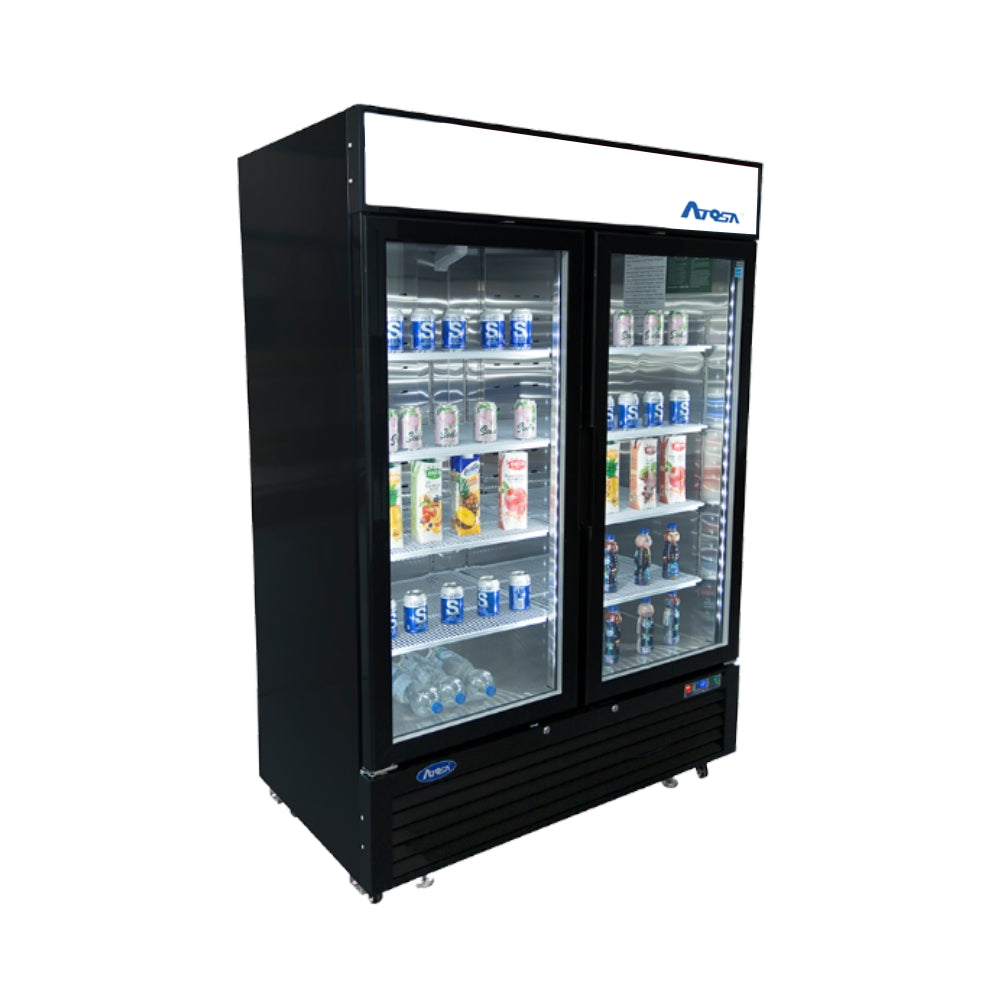 Atosa 40'' Black Bottom Mount Slim 2 Door Reach-In Refrigerator