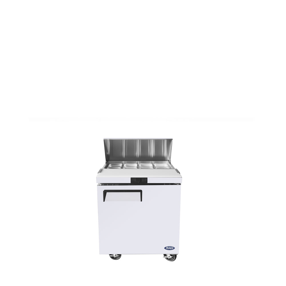 Open-door view of Atosa MSF8301GR 27″ Refrigerated Standard Top Sandwich Prep. Table