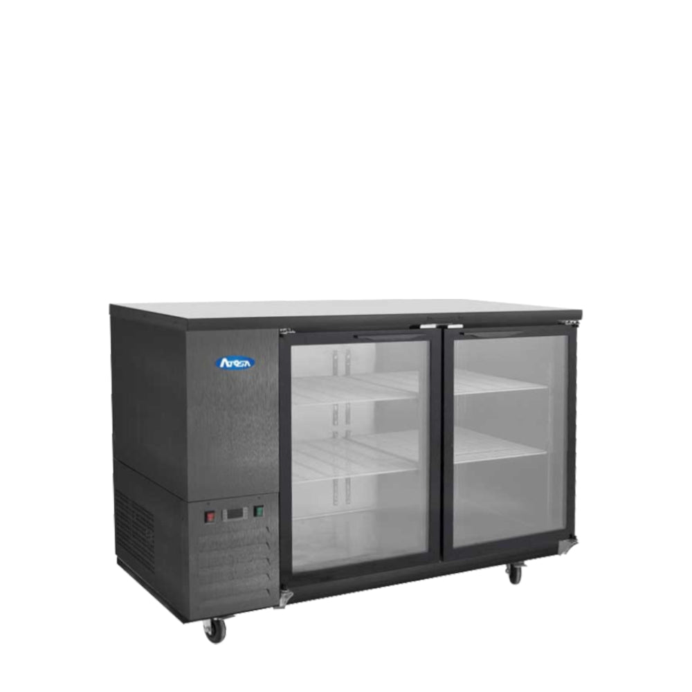 Atosa 48'' Shallow Depth Back Bar Cooler W/ Glass Doors (Black)
