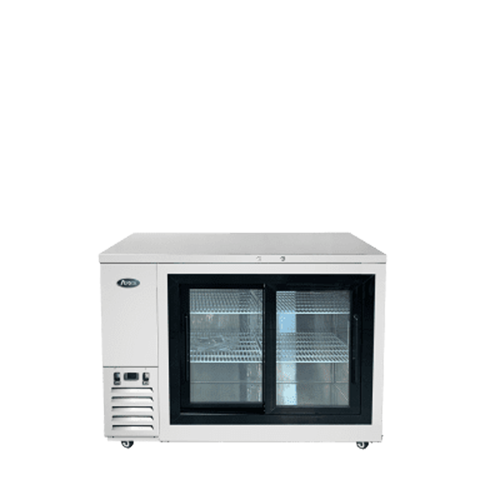 Atosa 48'' Shallow Depth Back Bar Cooler W/ Glass Sliding Doors