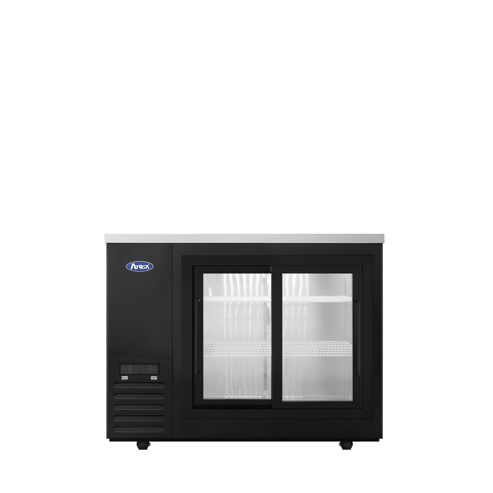 ATOSA 48'' SHALLOW DEPTH BACK BAR COOLER W/ GLASS SLIDING DOORS (BLACK)