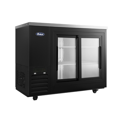 ATOSA 48'' SHALLOW DEPTH BACK BAR COOLER W/ GLASS SLIDING DOORS (BLACK)