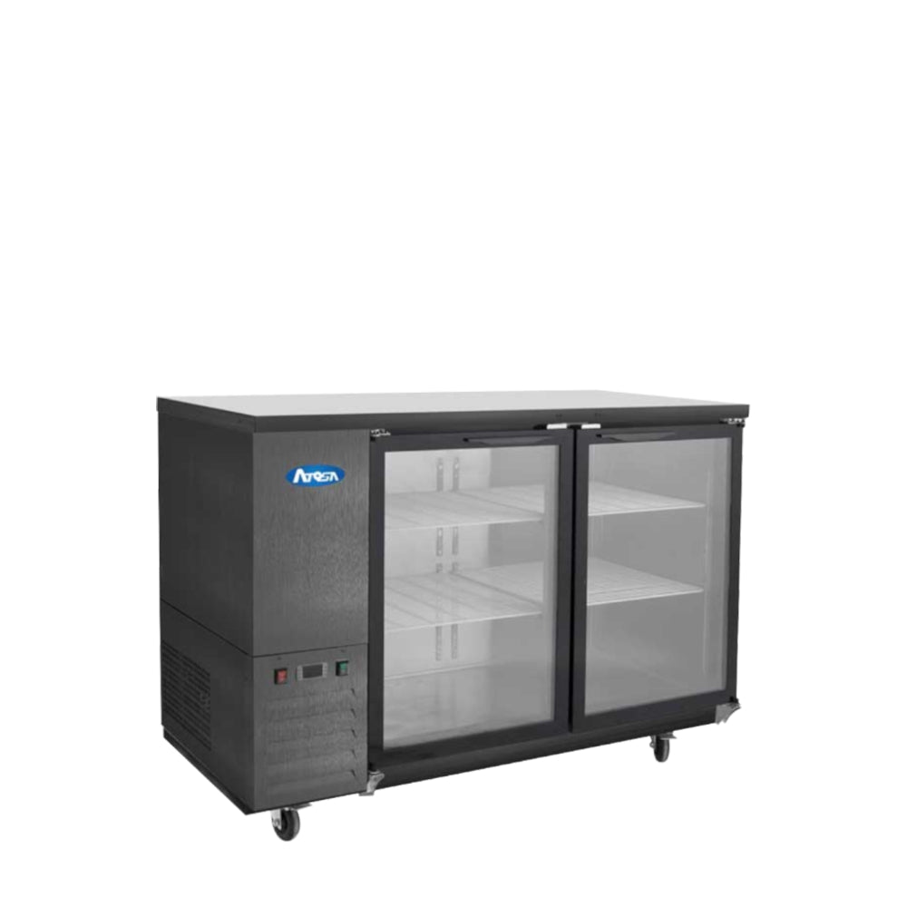 Atosa 59'' Shallow Depth Back Bar Cooler W/ Glass Doors (Black)
