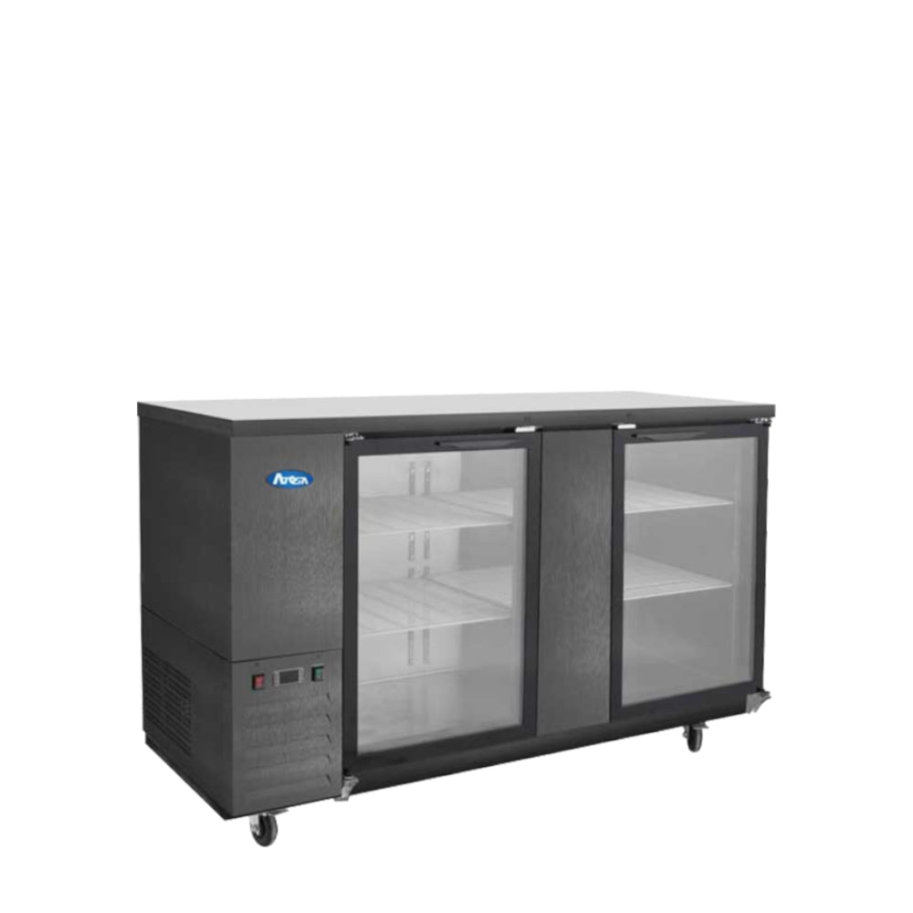 ATOSA 69'' SHALLOW DEPTH BACK BAR COOLER W/ GLASS DOORS (BLACK)