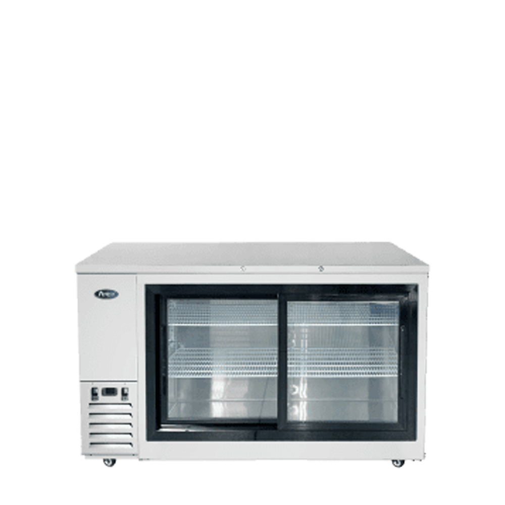 Atosa 69'' Shallow Depth Back Bar Cooler W/ Glass Sliding Doors