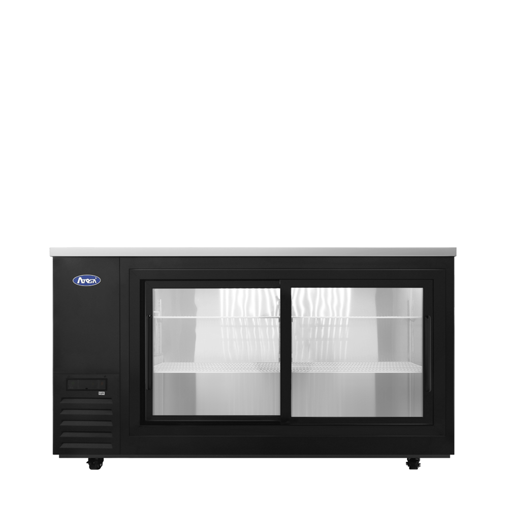 Atosa 69'' Shallow Depth Back Bar Cooler W/ Glass Sliding Doors (Black)