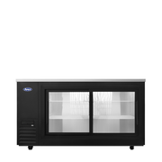 Atosa 69'' Shallow Depth Back Bar Cooler W/ Glass Sliding Doors (Black)