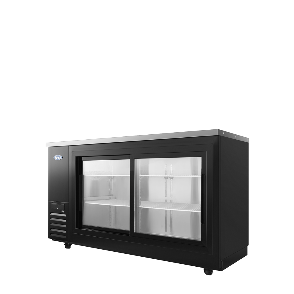 ATOSA 69'' SHALLOW DEPTH BACK BAR COOLER W/ GLASS SLIDING DOORS (BLACK)