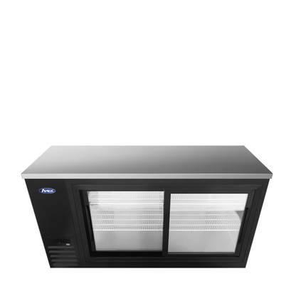 ATOSA 69'' SHALLOW DEPTH BACK BAR COOLER W/ GLASS SLIDING DOORS (BLACK)