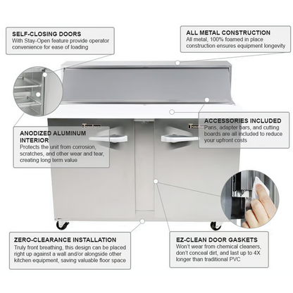 TRAULSEN 48'' REFRIGERATED SANDWICH PREP TABLE(DOORS:LEFT/RIGHT)