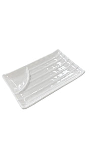 Assiette rectangulaire en mélamine blanche de 22 cm