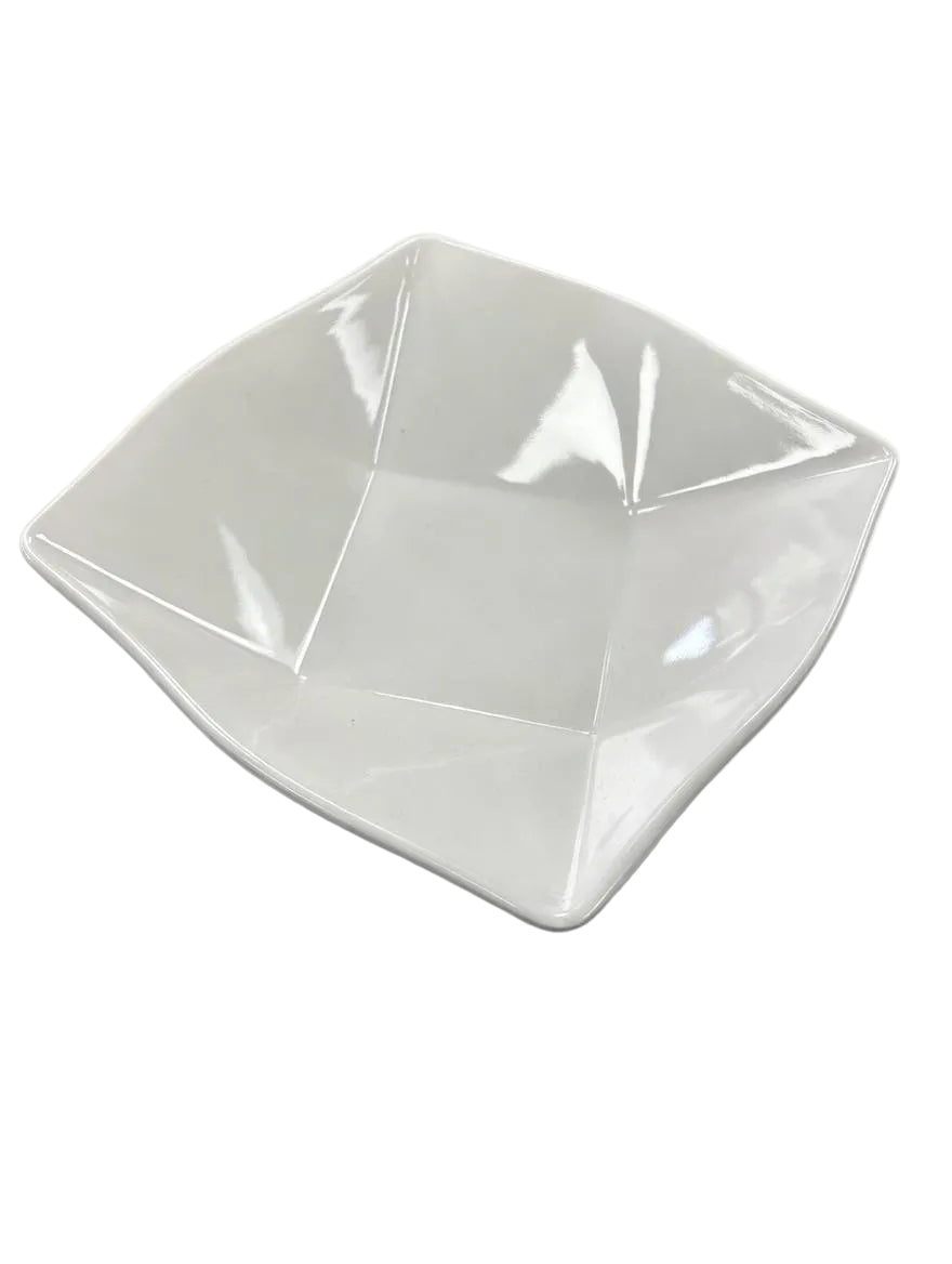 Melamine 7.5" White Rhombic Diamond Bowl