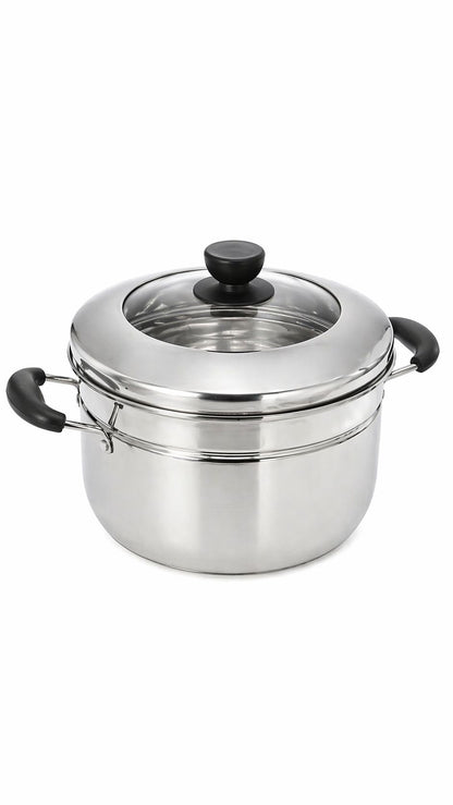Cuiseur vapeur rond en acier inoxydable argenté (24/30/32 cm)