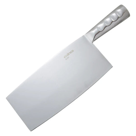 WINCO Chinese Cleaver with Stainless Steel Handle, 8-1/4” x 4” Blade