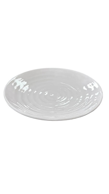 Assiette ronde en mélamine motif tourbillon blanc (TP / P / M / G / TG)