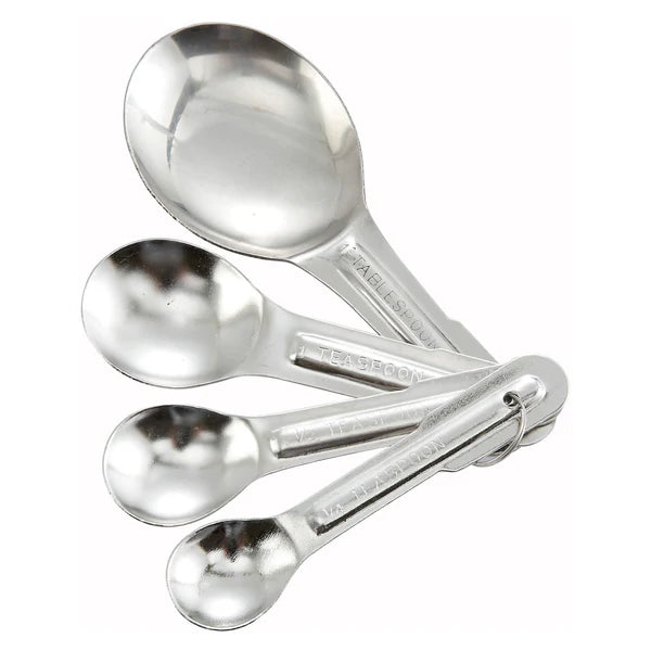Winco Measuring Spoon Set, 4-Piece, Economy, Stainless Steel