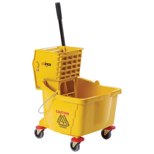 WINCO Mop Bucket w/Wringer, 36qt, Yellow