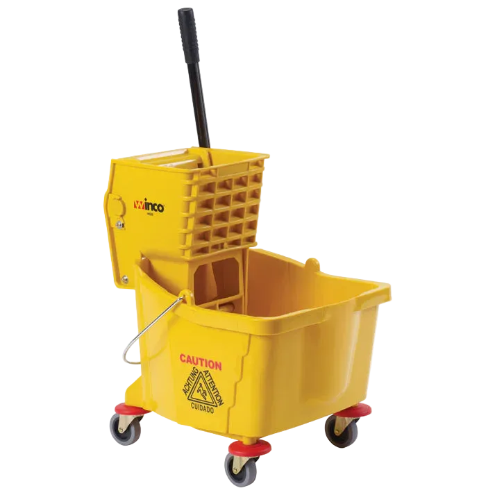 Winco Mop Bucket W/Wringer, 36Qt, Yellow