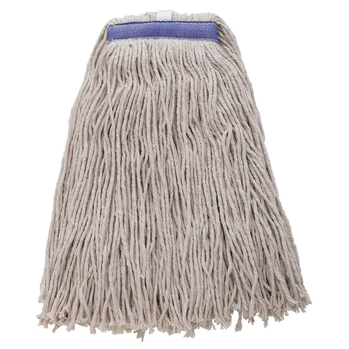 Winco Economy Cotton-Poly Blend Cut-End Wet Mop Head - White- 24Oz/600G