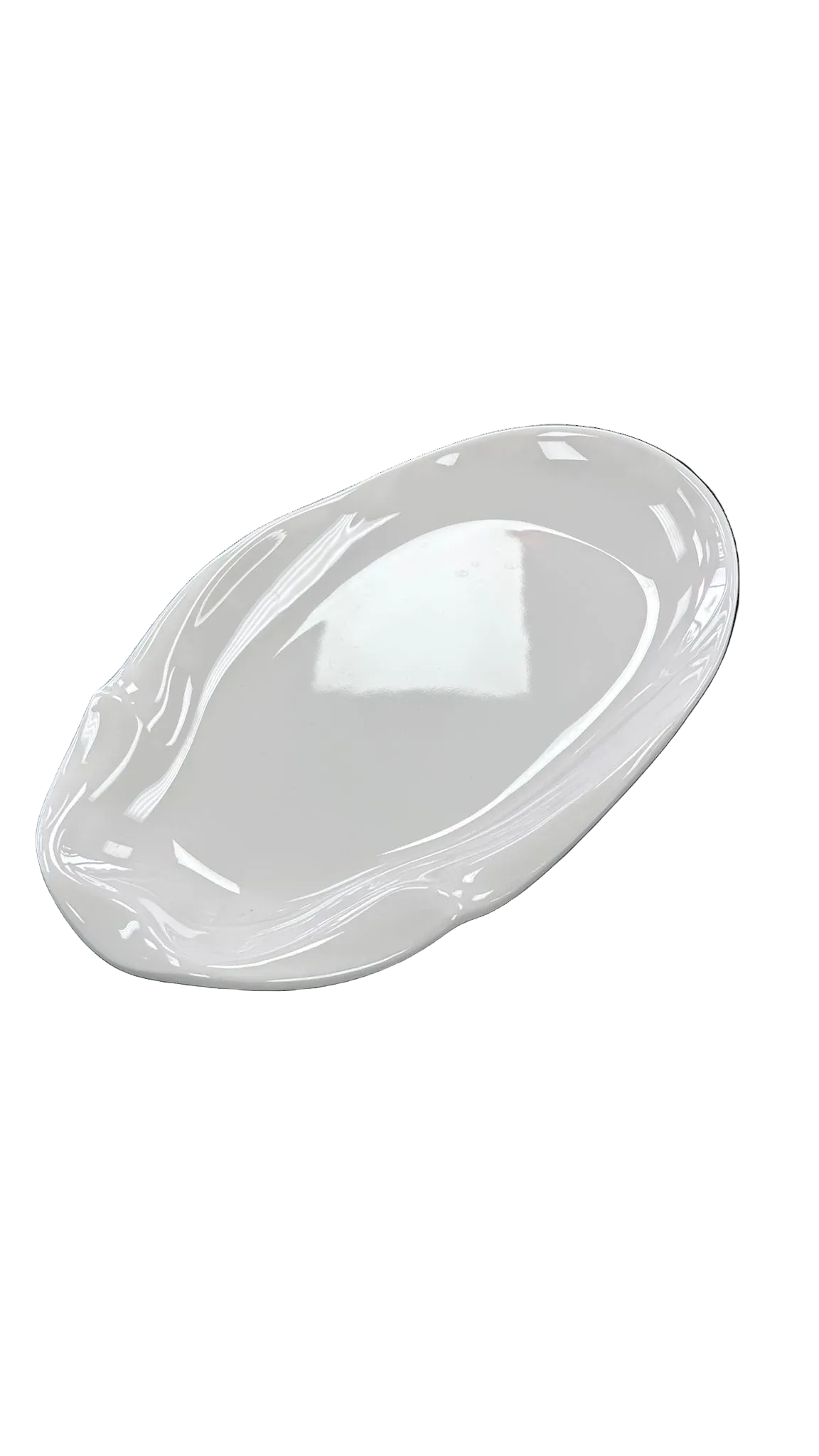 Melamine 12.5" White Irregular Ellipse Plate