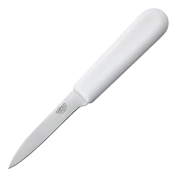 Couteau d'office Winco, manche en polypropylène blanc