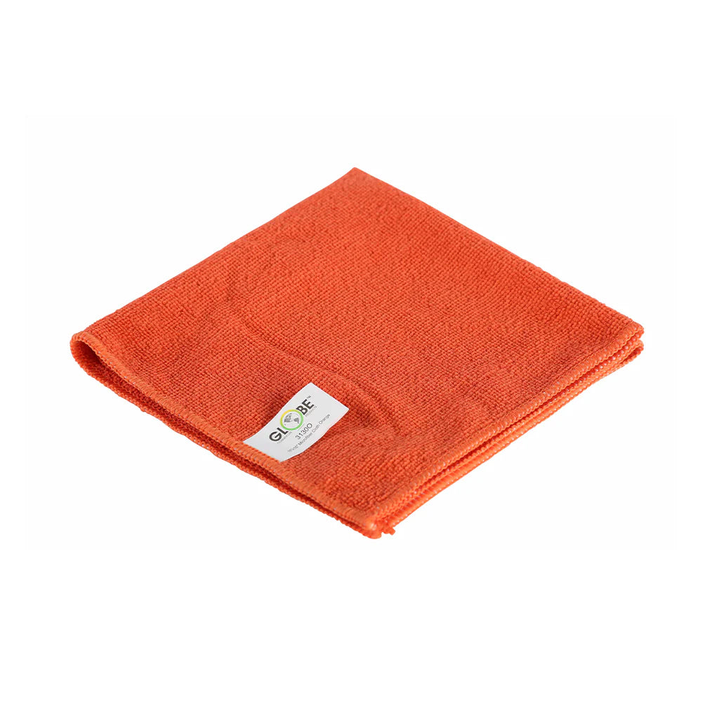 GLOBE 14"L X 14"W 240 Gsm Microfiber Cloths - Orange / Pack of 10