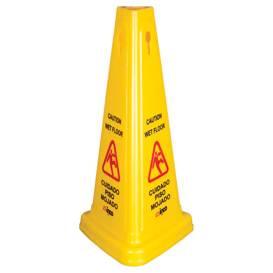 WINCO Wet Floor Caution Sign, Cone-shaped, Yellow