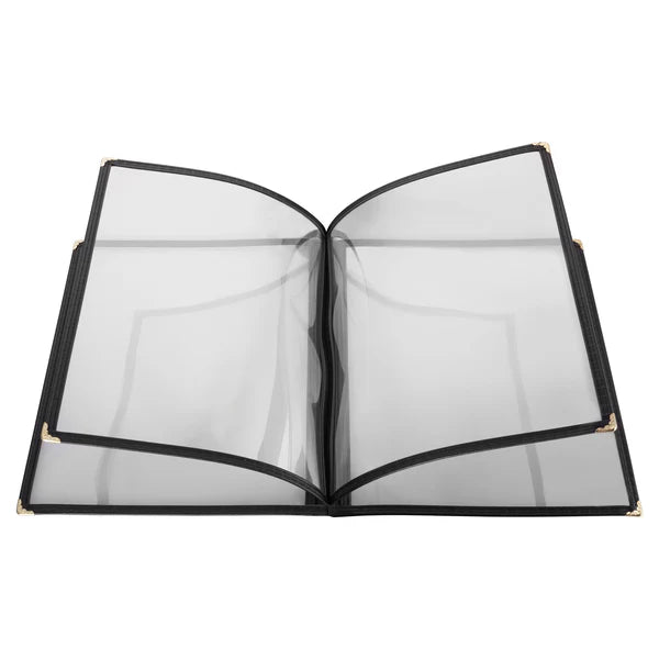 Winco Four Pocket Black Menu Cover, 9-5/8” X 12-1/8”