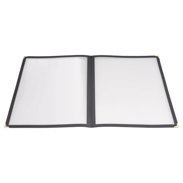 Winco Book-Fold Double Panel Menu Cover - Black