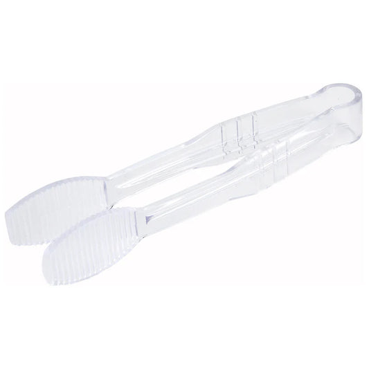 WINCO 6” Flat Tongs, Polycarbonate - Clear