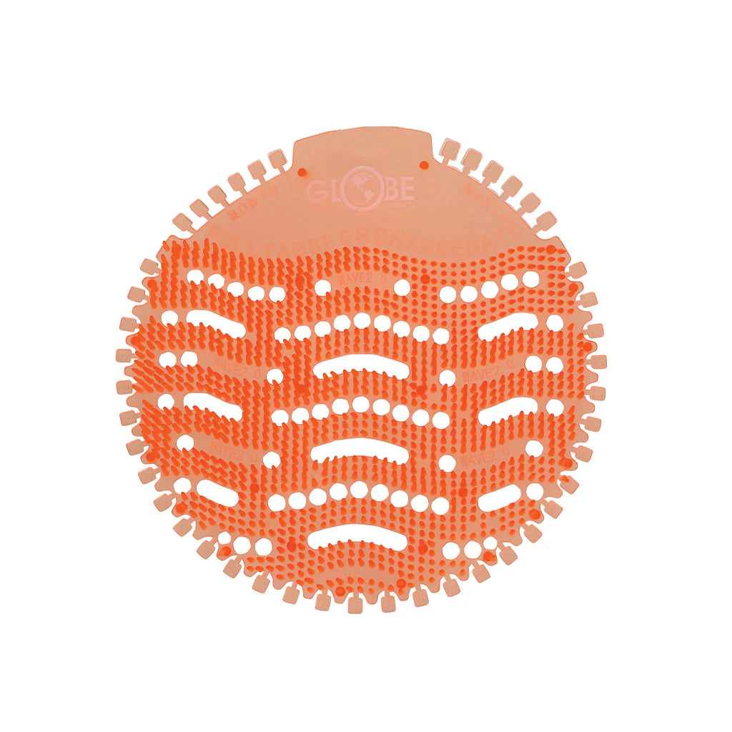 Globe Anti-Splash Eva Urinal Screen - 6.5"L X 6.5"W X 0.5"H / Orange Mango