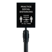 Winco 2 Piece Black Stanchion Set With Social Distancing Sign