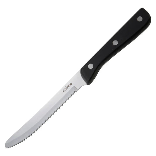 WINCO Solid POM Handle Steak Knife, Round Tip