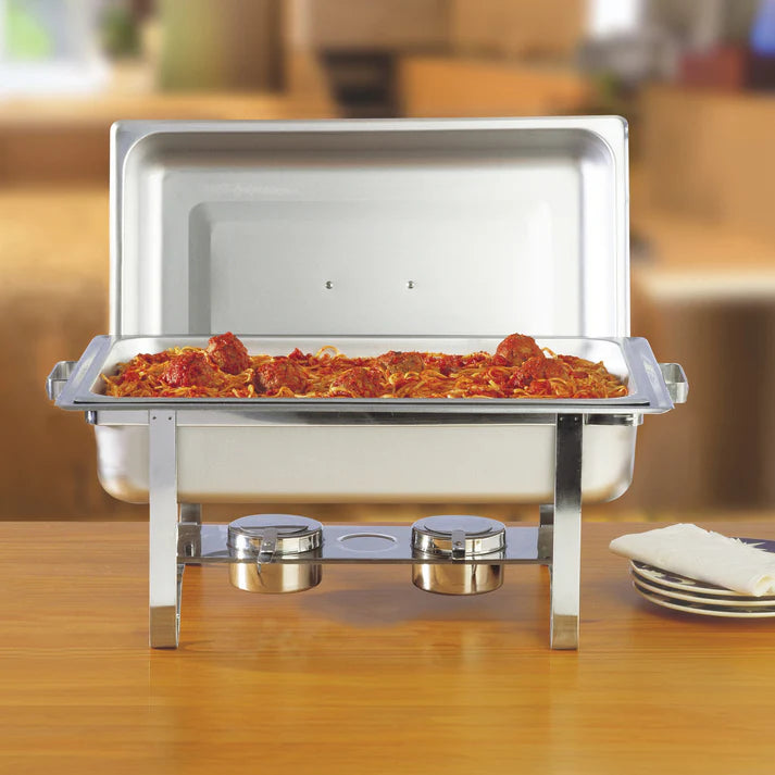 WINCO Newburg 8 Quart Full-Size Chafer, Stainless Steel