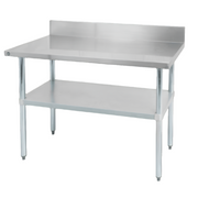 Thorinox Worktable W/Backsplash & Galvanized Steel Legs & Undershelf