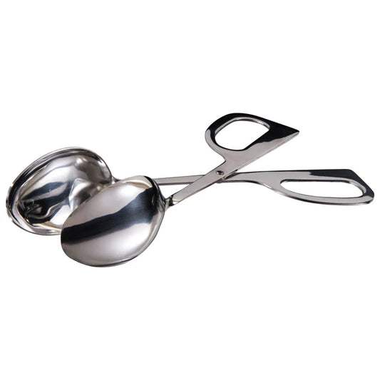 WINCO 10" Stainless Steel Salad Tongs, Double Spoon, Mirror Finish