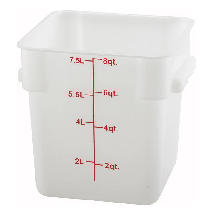 Square Storage Container, White Polypropylene