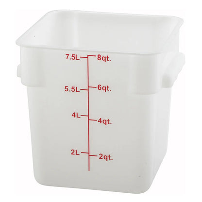Square Storage Container, White Polypropylene