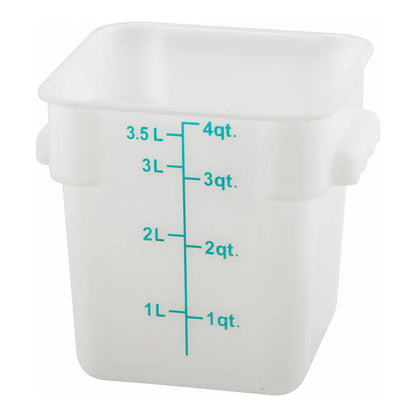 Square Storage Container, White Polypropylene
